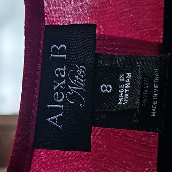 Alexa B Nites Fuchsia Long Sleeve Animal Print Maxi Dress Size 8 vintage - Picture 7 of 9